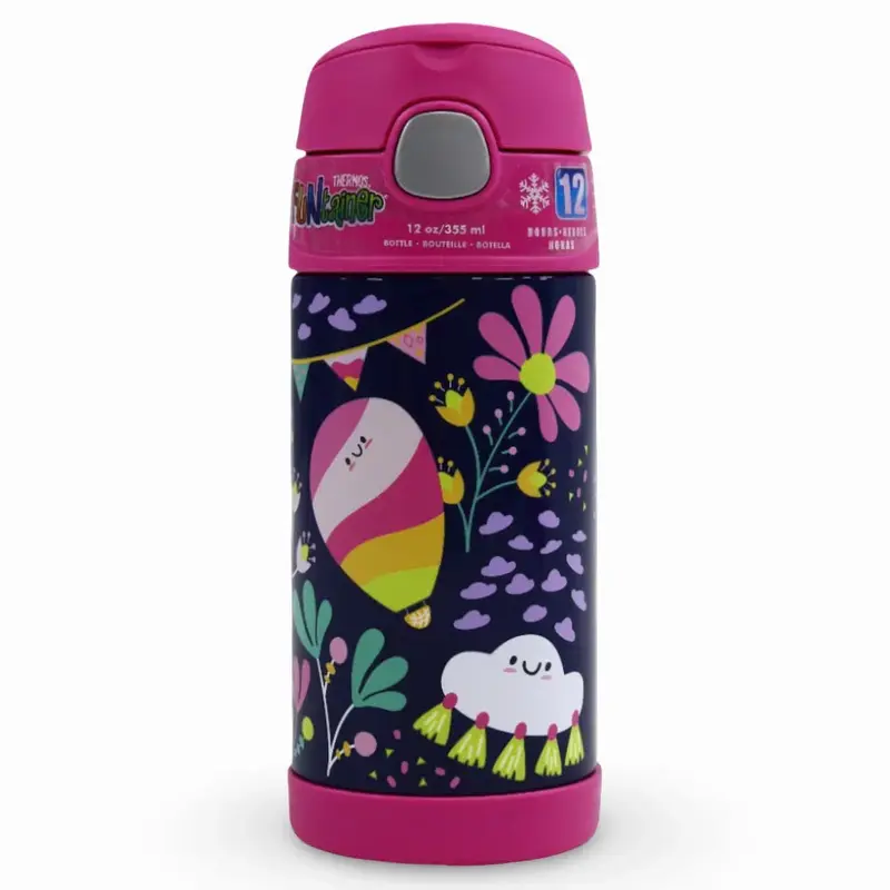 Thermos Bottle 355ml  Whimsical Clouds Stainless Steel & Straw Lid