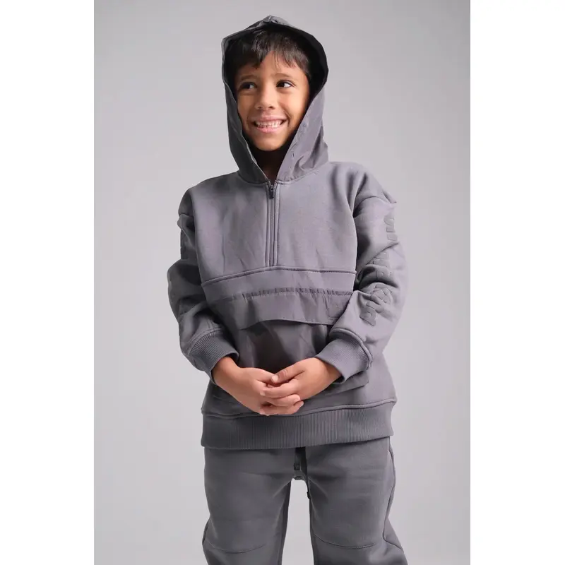 Unisex Grey Long-Sleeved Hoodie