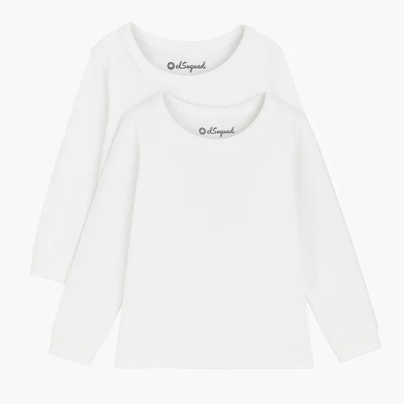 Pack Of 2 - Unisex Plain White Long-Sleeved Undershirt