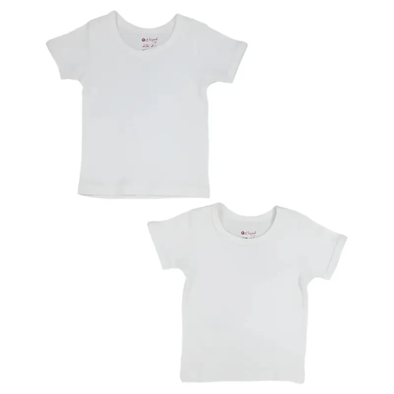 Pack Of 2 - Unisex Plain White Short-Sleeved Undershirt