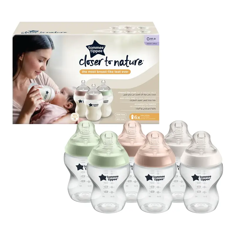 Tommee Tippee Feeding Bottles Pastel  Natural Start Anti-Colic Baby Bottles 6X260ml
