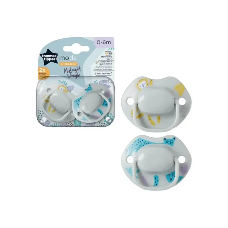 Tommee Tippee MODA Midnight Jungle Soother, Grey, 0-6 Months