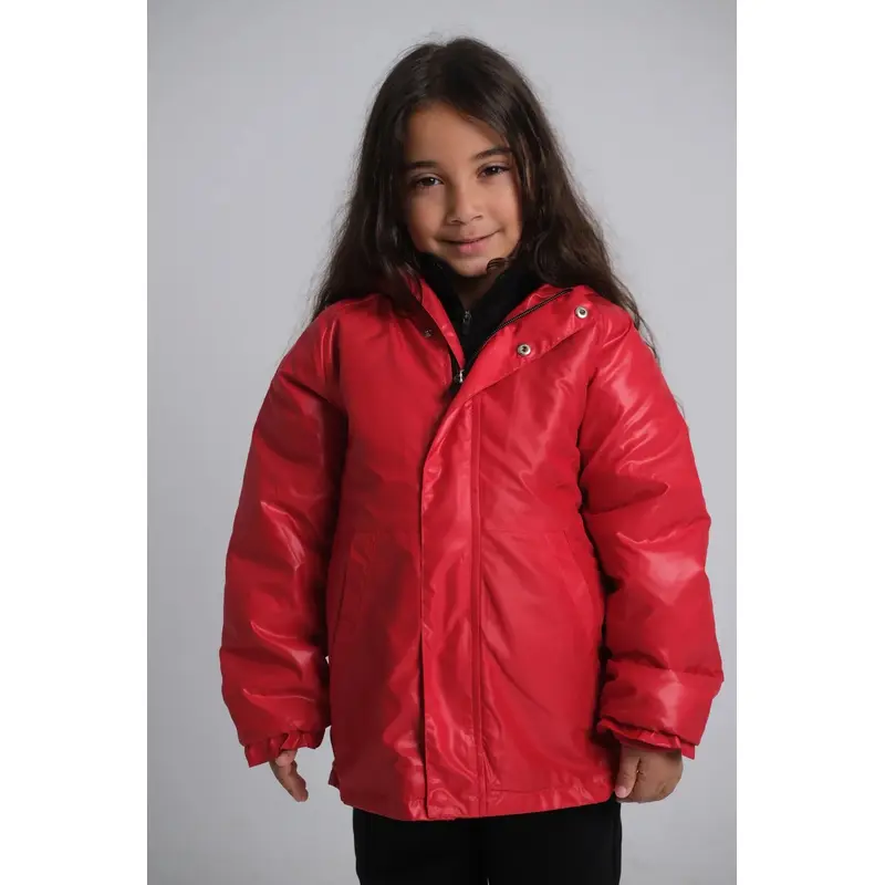 Unisex Red Fur Lined Raincoat