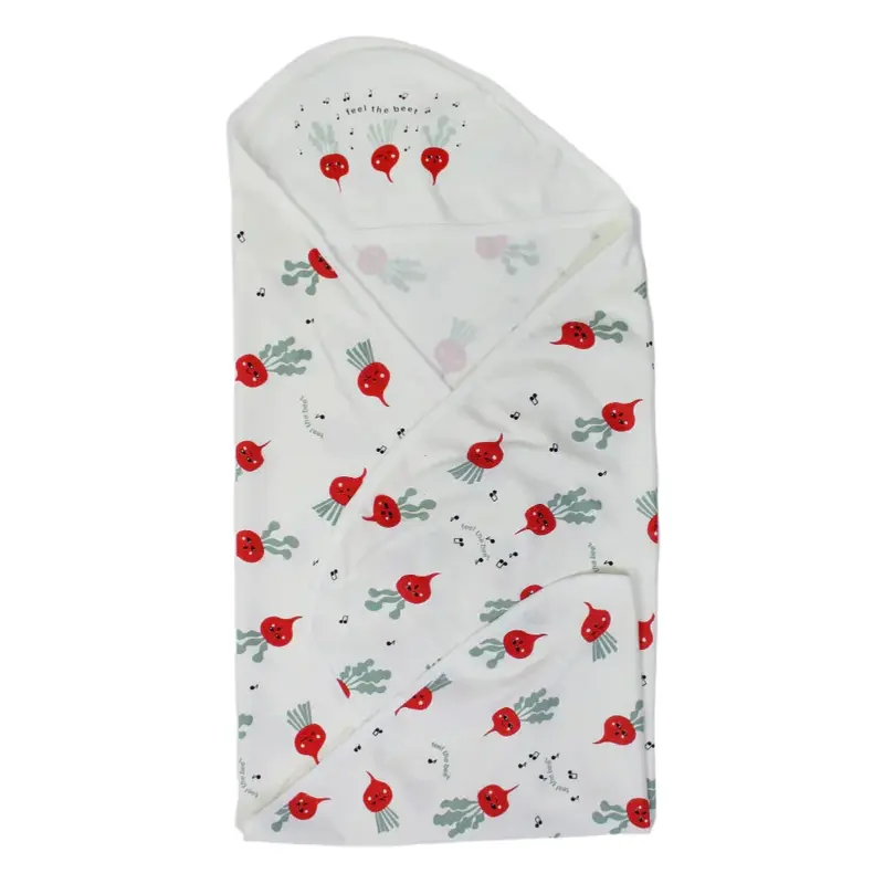 Baby Blanket  Off White with Feel the Beet Design
