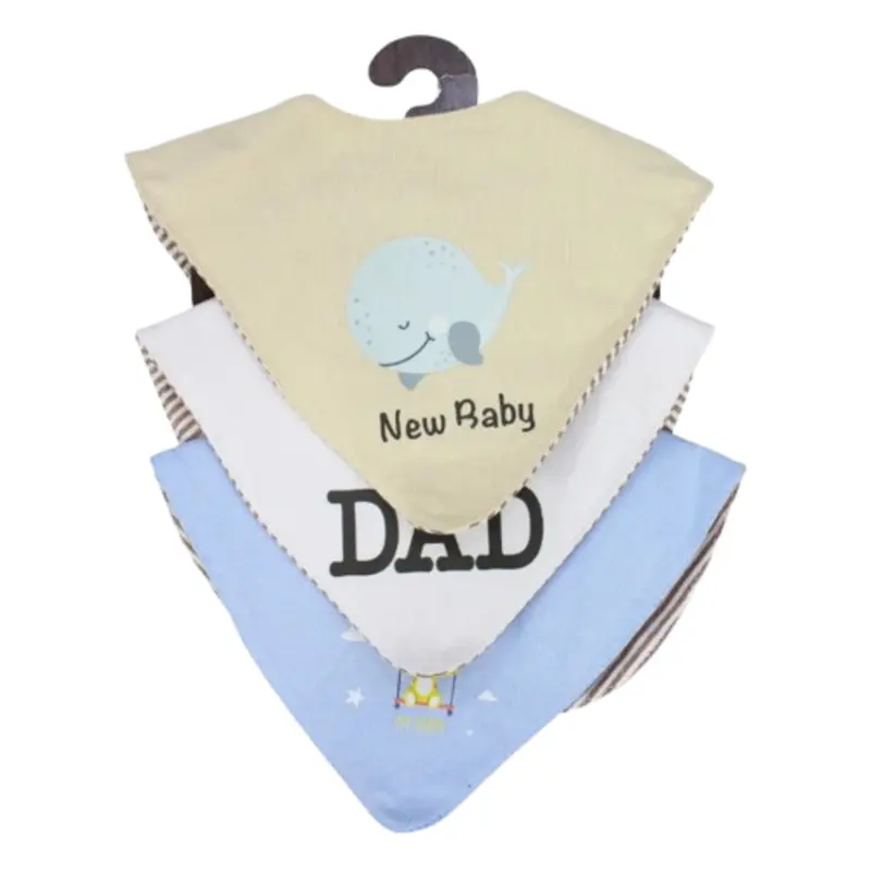 Baby Boys Cotton Bib Set  "New Baby" (Pack of 3, Scarf Style)