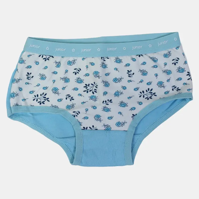 Girls Cotton Panties  Light Blue Floral Design