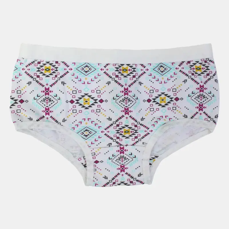 Girls Cotton Panties  Off-White Geometric Print