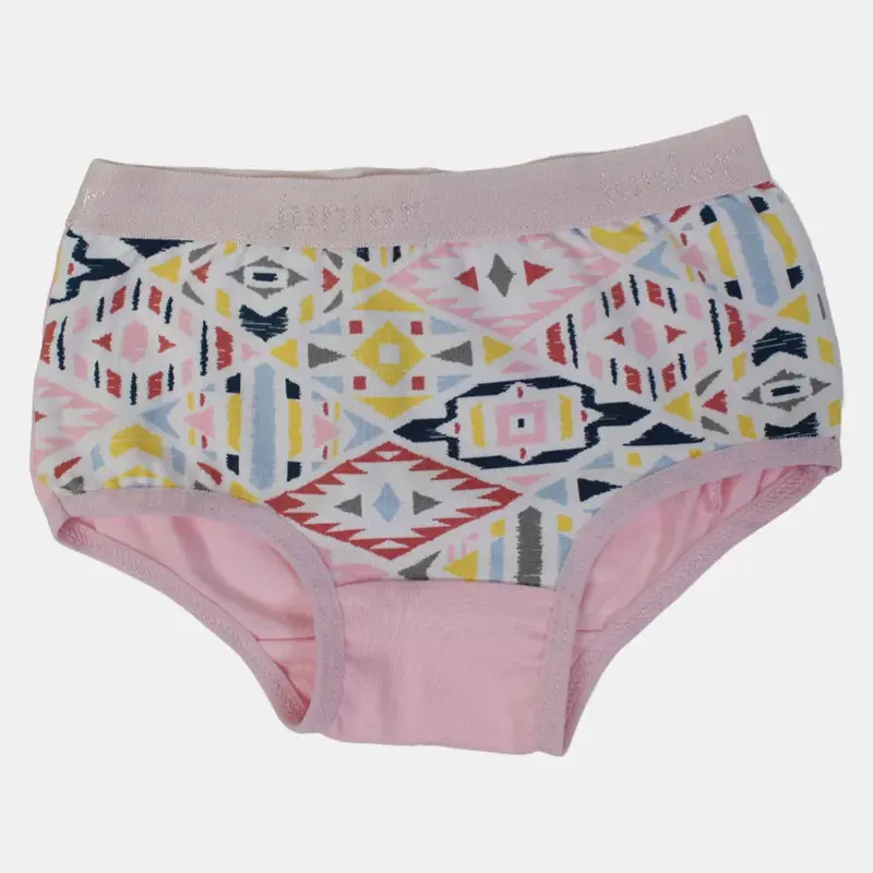 Girls Cotton Panties  Pink Triangular Print