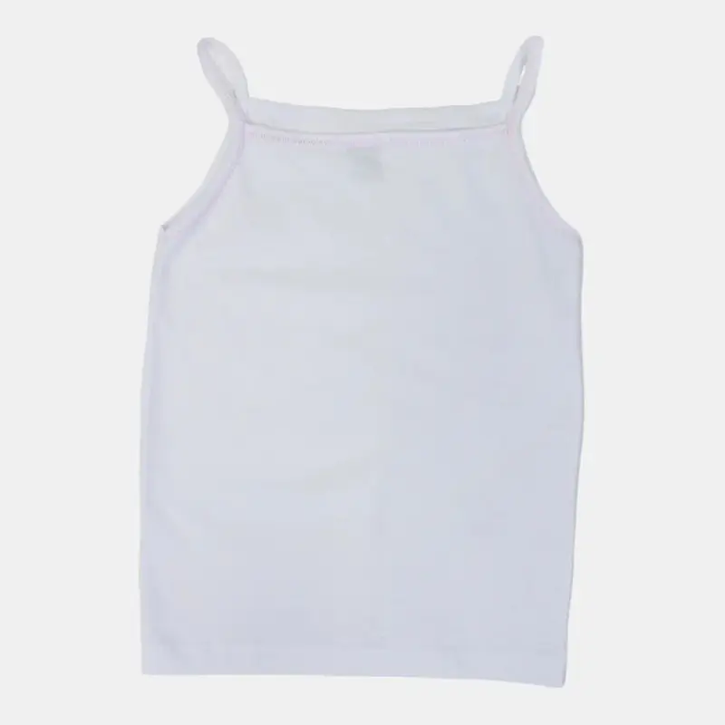 Girls Cotton Sleeveless Undershirt  White (Thin Straps)