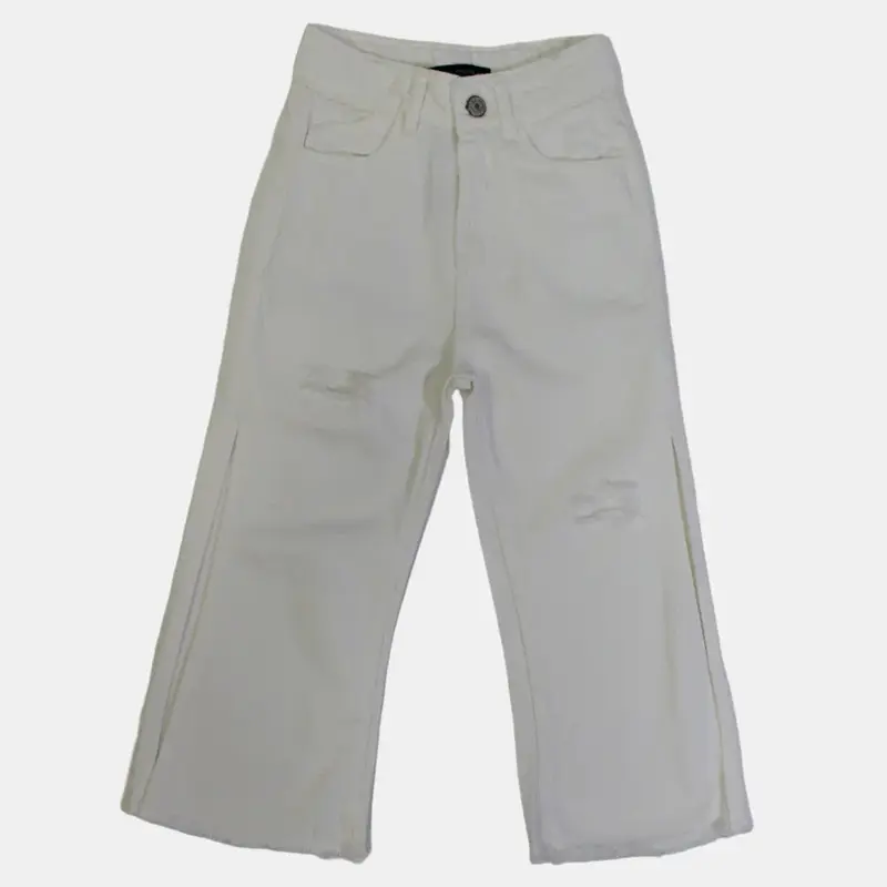 Girls Gabardine Pants  White Ripped Style