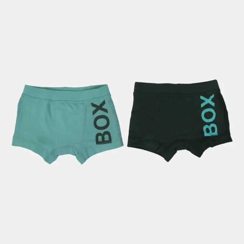 Pack of 2  Boys Cotton Boxer Shorts & Olive & Pistachio