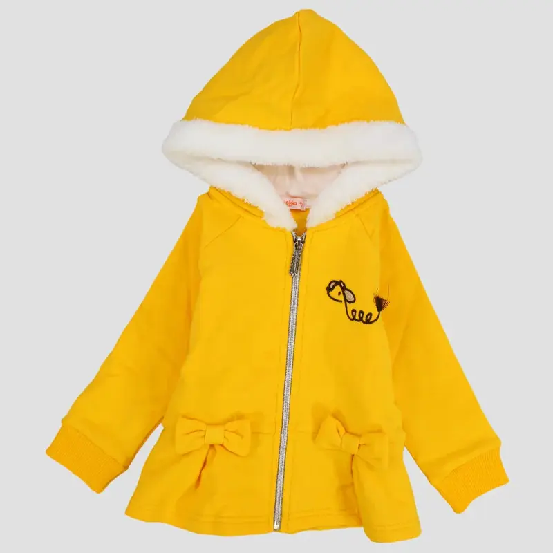 Yellow Long-Sleeved Hooded Jacket