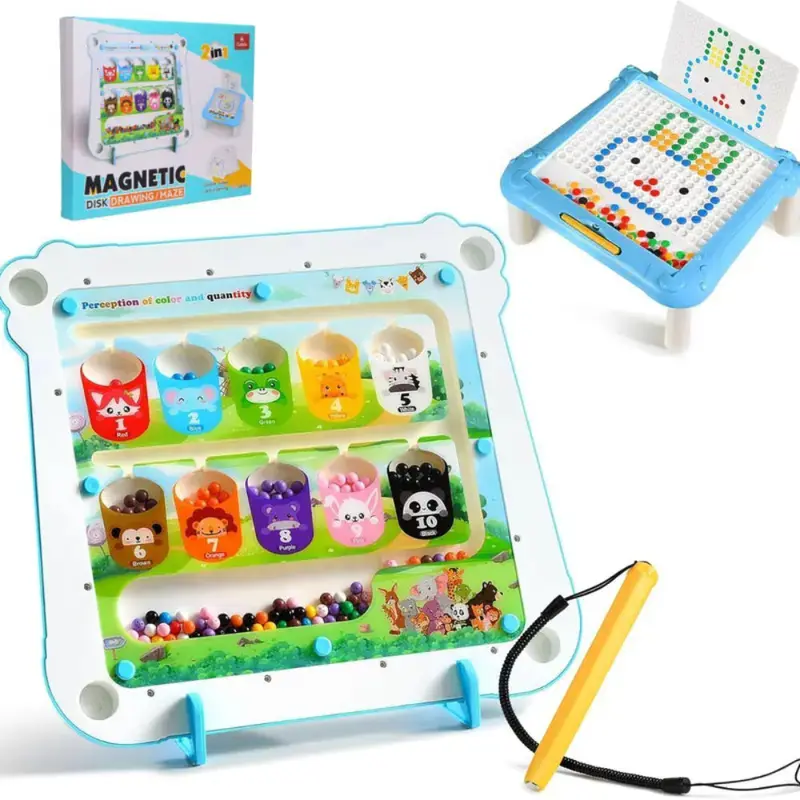 2-in-1 Educational Board  Magnetic Disk Drawing & Maze
