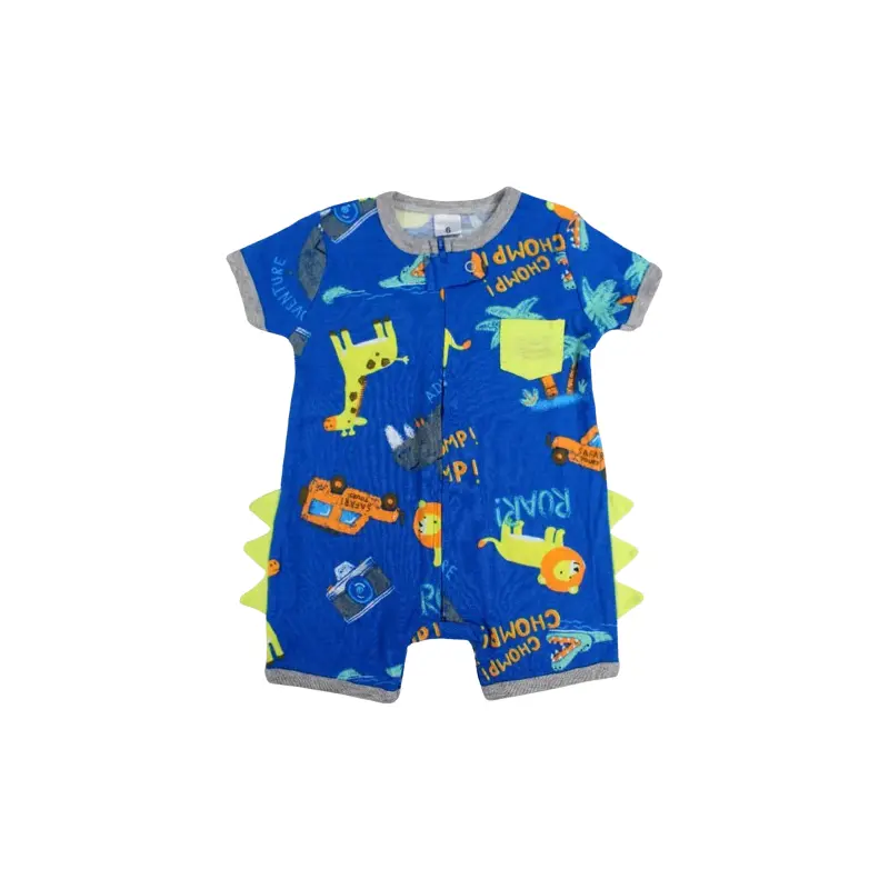 Baby Boys Cotton Romper  Blue with Animals Print