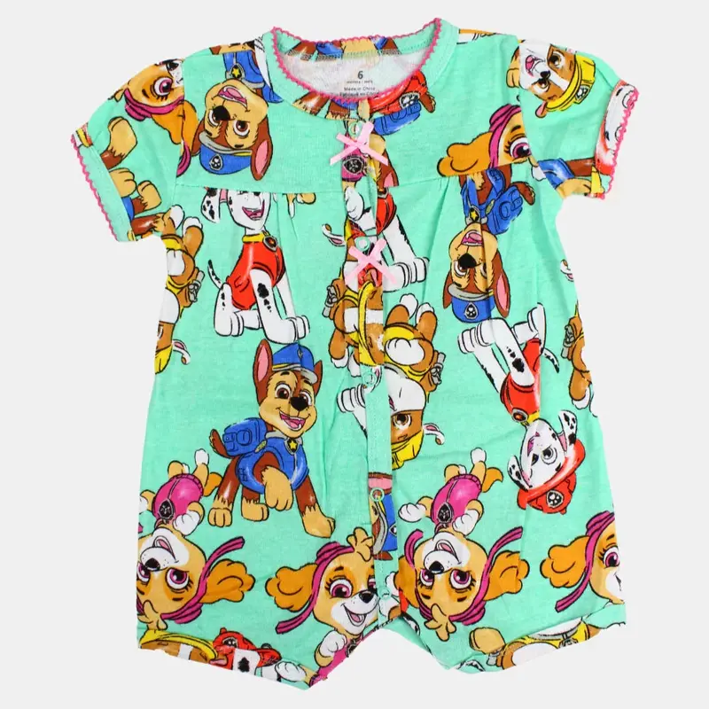 Baby Girls Cotton Romper  Pistachio with Paw Patrol Design