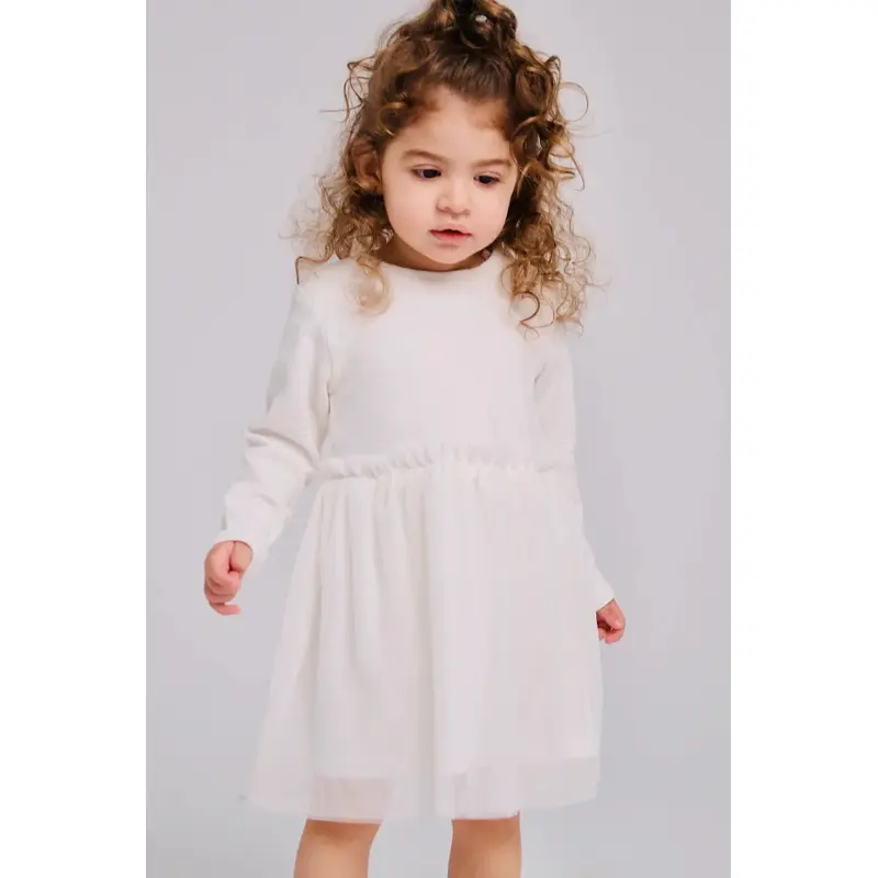 Baby Girls Ribbed Dress  Offwhite