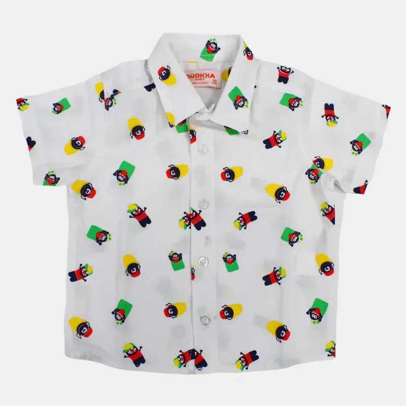 Boys Cotton Short-Sleeved Shirt with a Fun Design