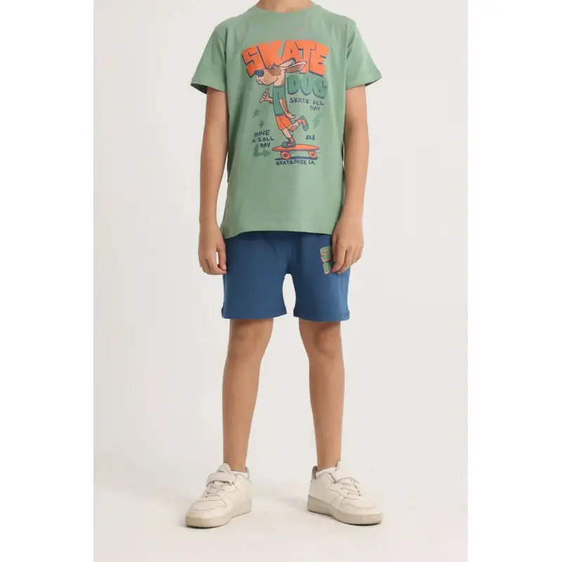 Boys Olive "Skate Dog" Pajama Set