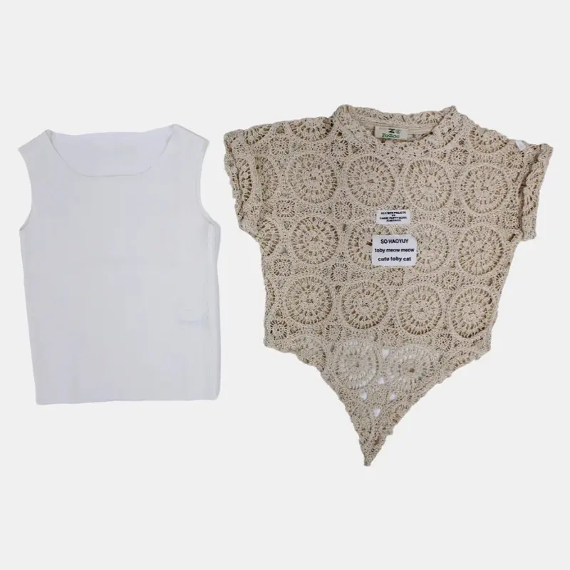 Girls Cotton Blouse with Lace Details