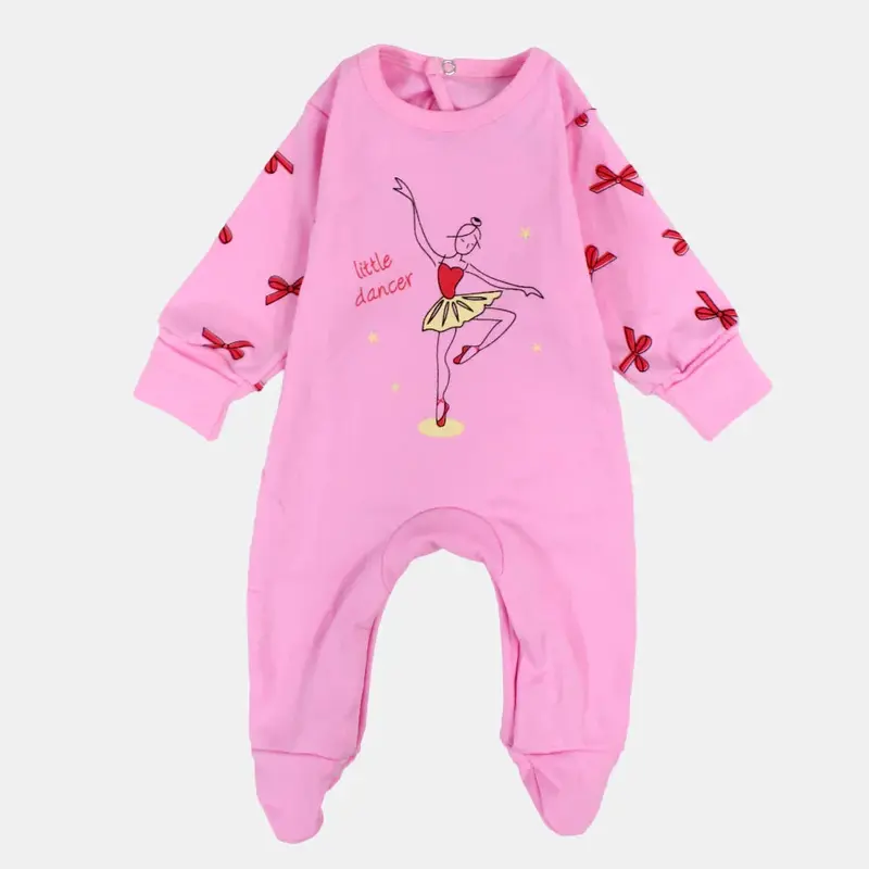 Little Dancer Baby Girls' Cotton Long-Sleeved Baby Footie