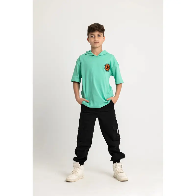 Unisex Short-Sleeved Cotton Hooded T-Shirt  Mint "Stop Making Sense" Design