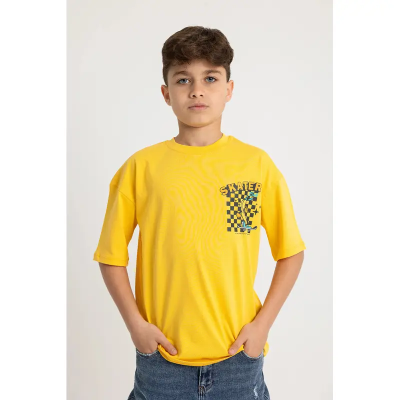 Unisex Short-Sleeved Cotton T-Shirt  Yellow Banana Skater