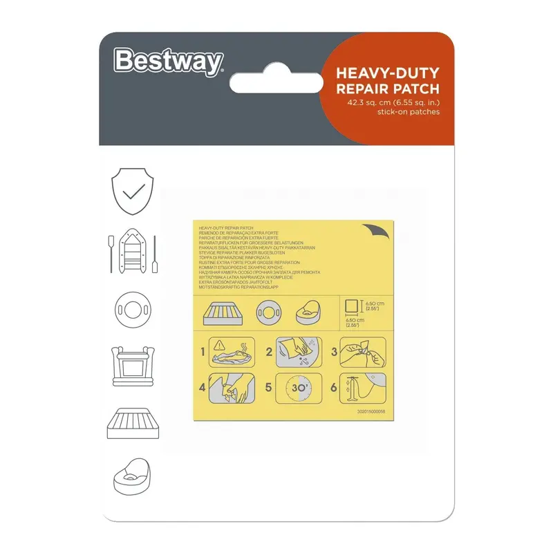 Bestway Self-Adhesive Repair Patches (6.5 x 6.5 cm) - 10 Pcs