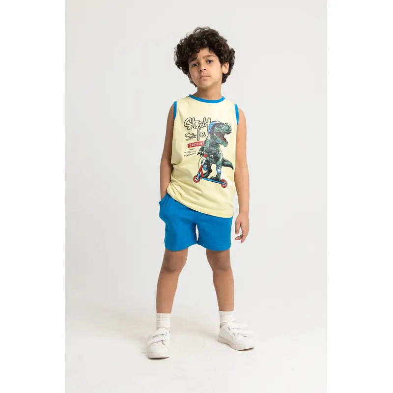 Boys Cotton Pajama Set - Stay Safe Dino Design