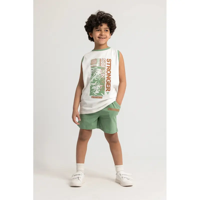 Boys Cotton Pajama Set - "Stronger" Print