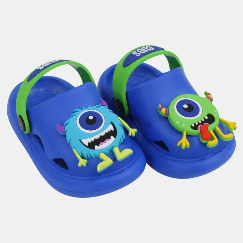 Boys Rubber Clogs - Blue with Monster Design