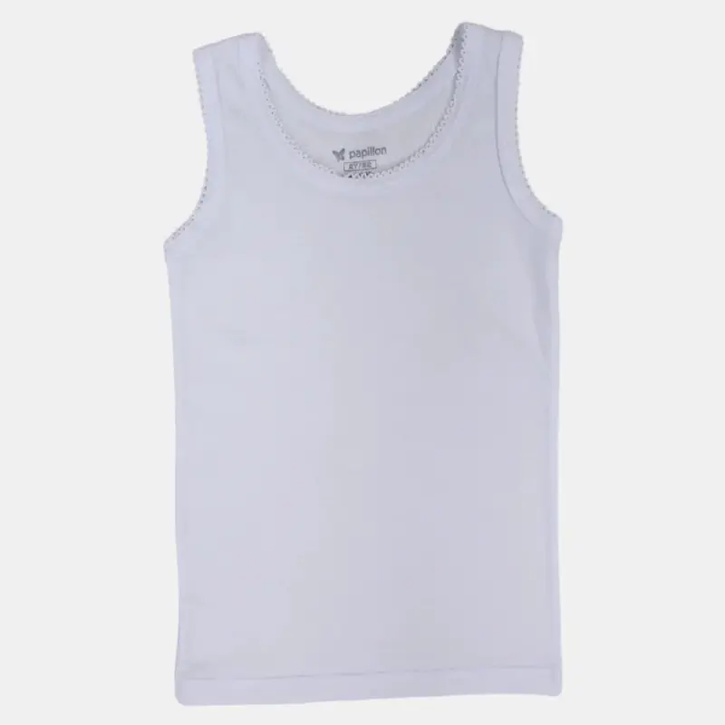 Girls Cotton Sleeveless Undershirt  White