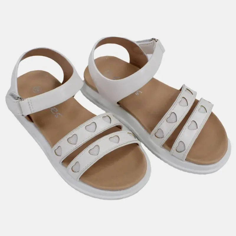 Girls Leather Sandals with Little Hearts