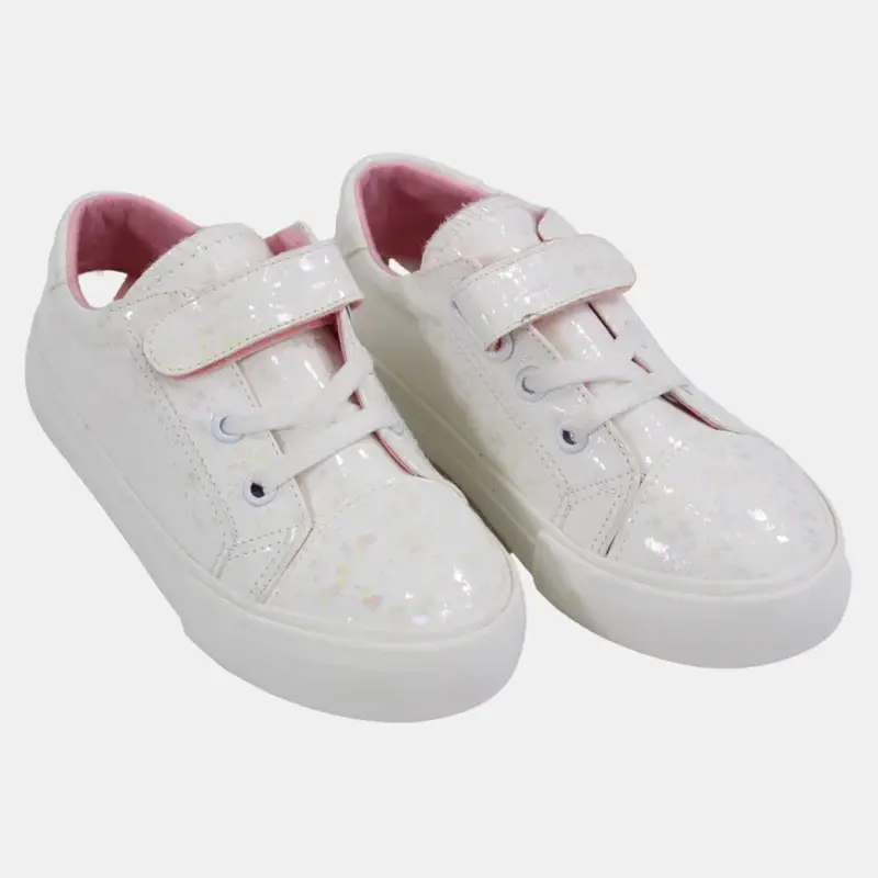 Girls Leather Sneakers  Shiny White