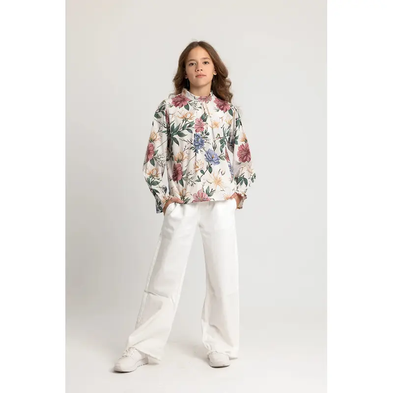 Girls Printed Long-Sleeved Blouse