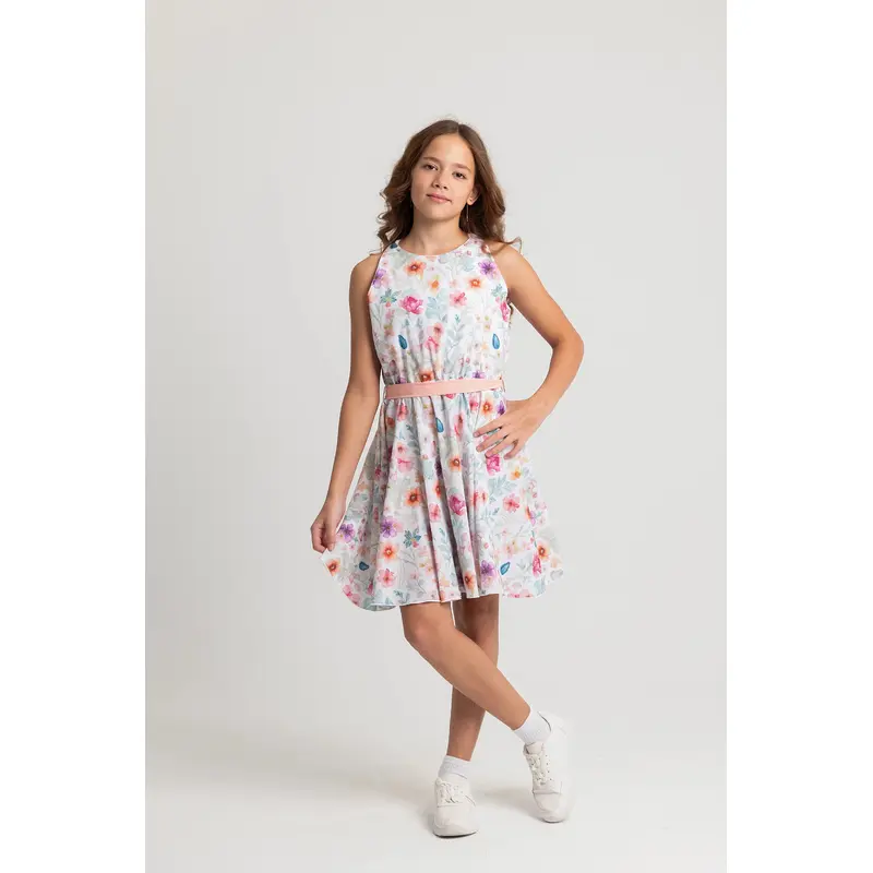Girls Sleeveless Printed Dress