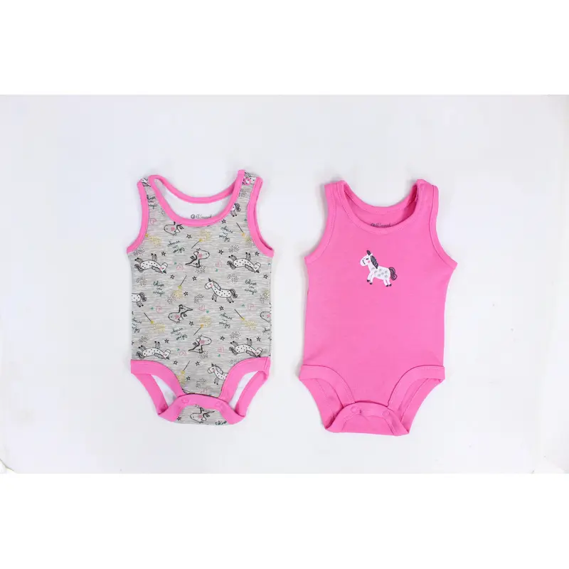 Pack of 2 - Baby Girls Cotton Underwear Bodysuit Pinkish with Unicorn Design