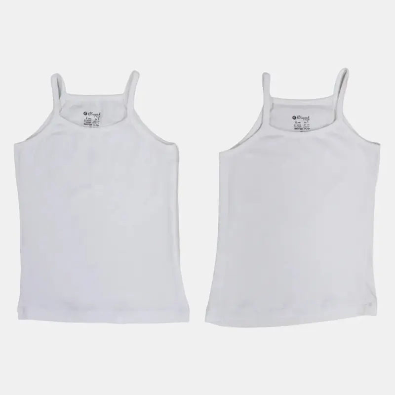 Pack of 2 - Girls Sleeveless Cotton Undershirt White