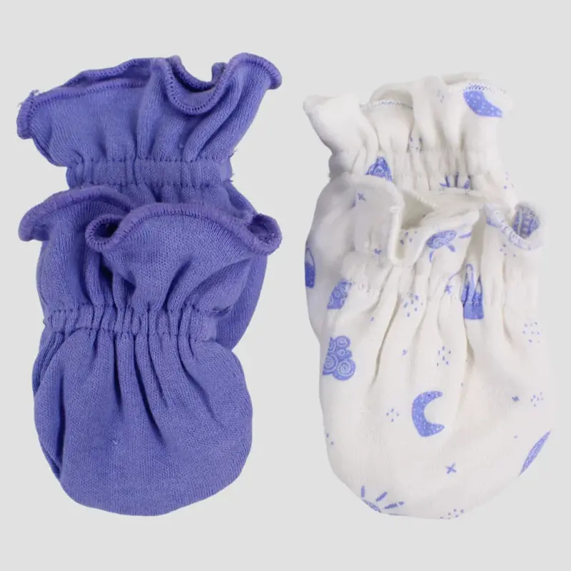 Pack of 2 - Purple/White Baby Mittens