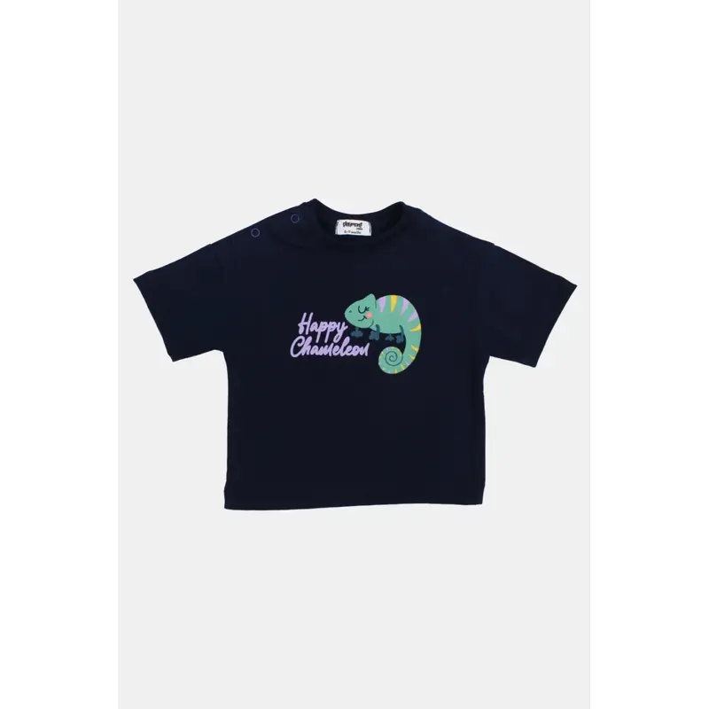 Unisex Baby Navy "Happy Chameleon" Cotton T-Shirt