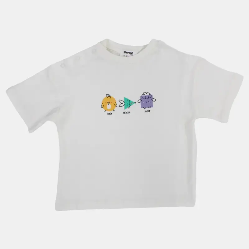 Unisex Baby Off-white "Circle Triangle Square" Cotton T-Shirt