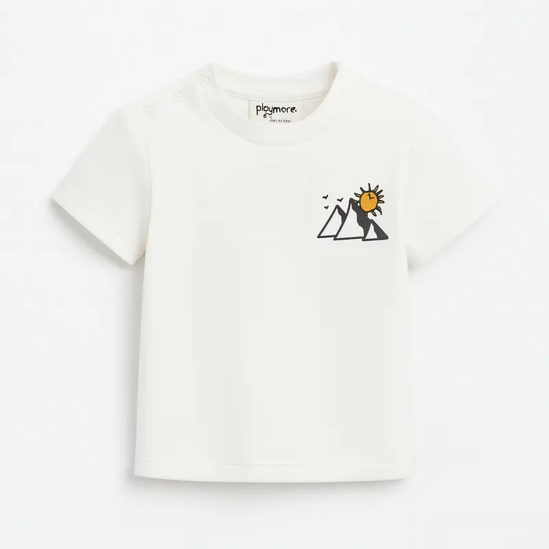 Unisex Baby Off-white Pyramids Cotton T-Shirt