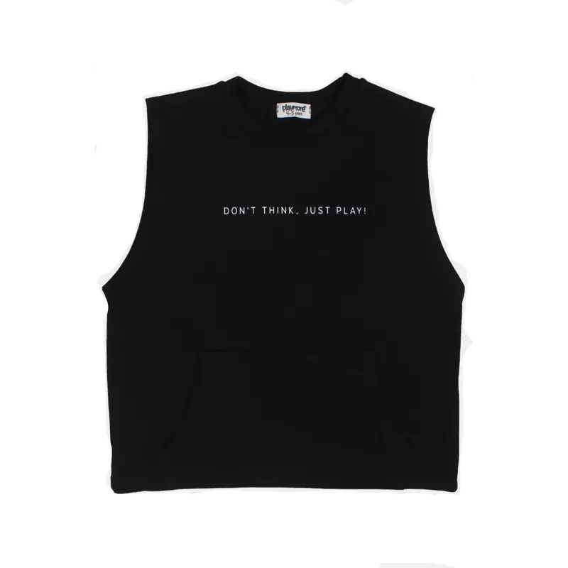 Unisex Kids Cotton Sleeveless T-Shirt  Black "DONT THINK JUST PLAY"