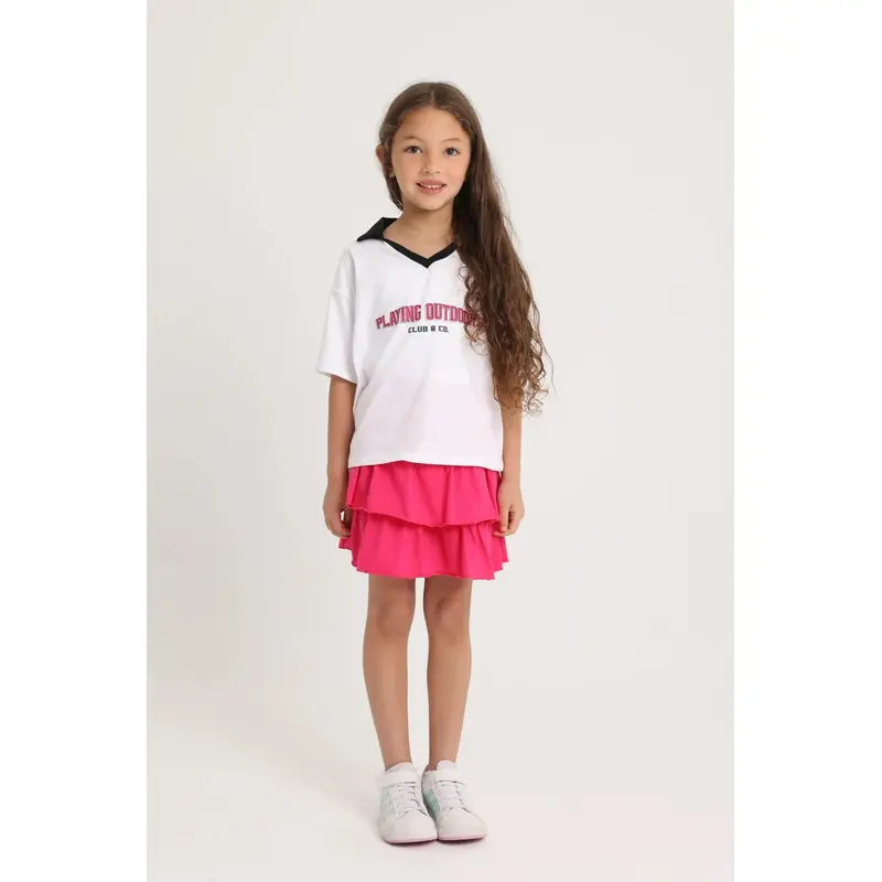 Unisex Kids Short-Sleeved Cotton T-Shirt  White "PLAYING OUTDOORS"