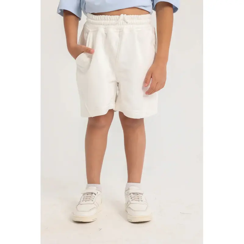 Unisex Off-White Cotton Shorts