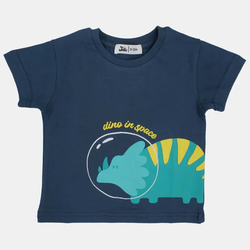 Baby Boys Short-Sleeved T-Shirt   Navy Dino in Space