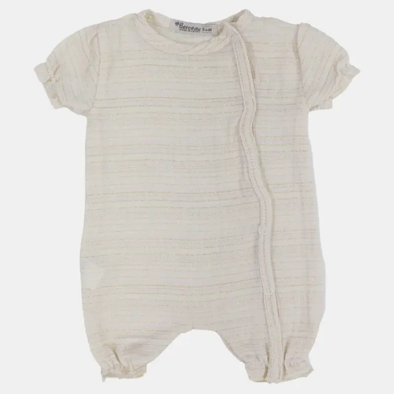 Baby Girls Linen Romper  Striped with Short Sleeves