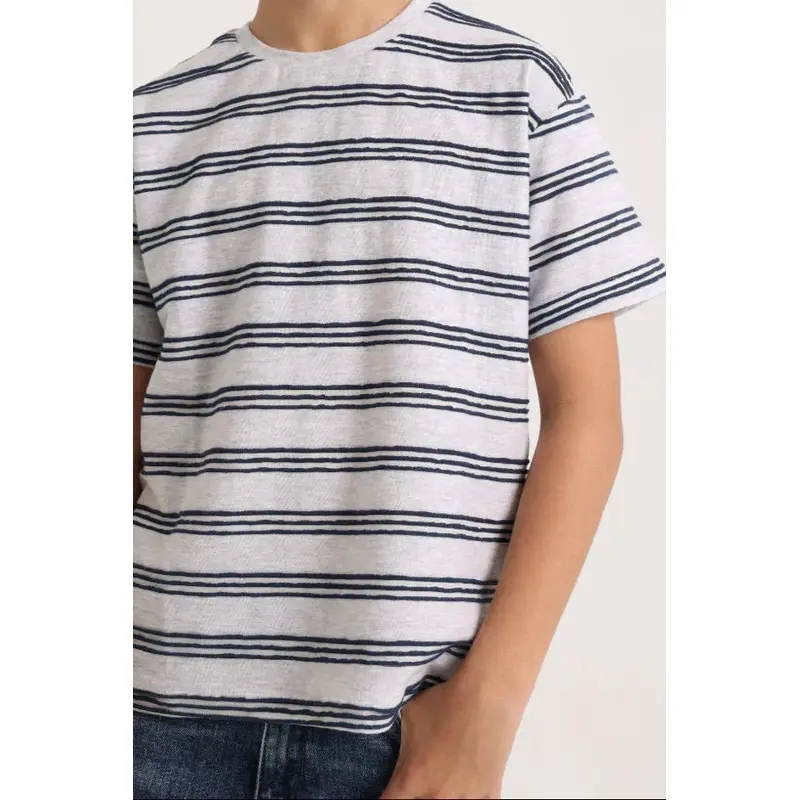 Boys Short-Sleeved T-Shirt  Grey and Indigo Striped