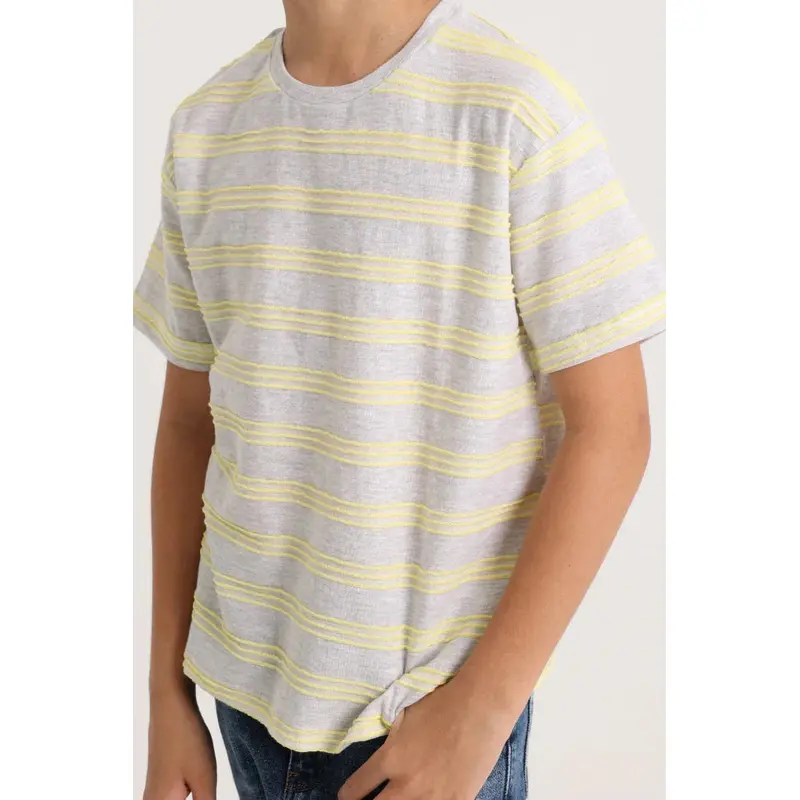 Boys Short-Sleeved T-Shirt  Grey and Yellow Striped