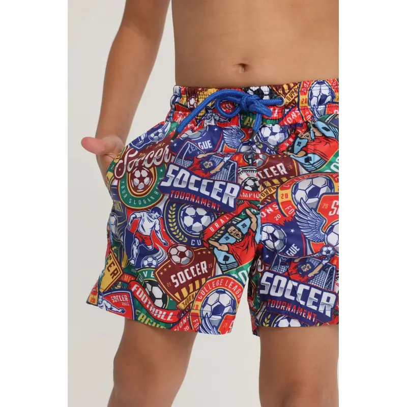 Boys Swim Shorts  Soccer Print