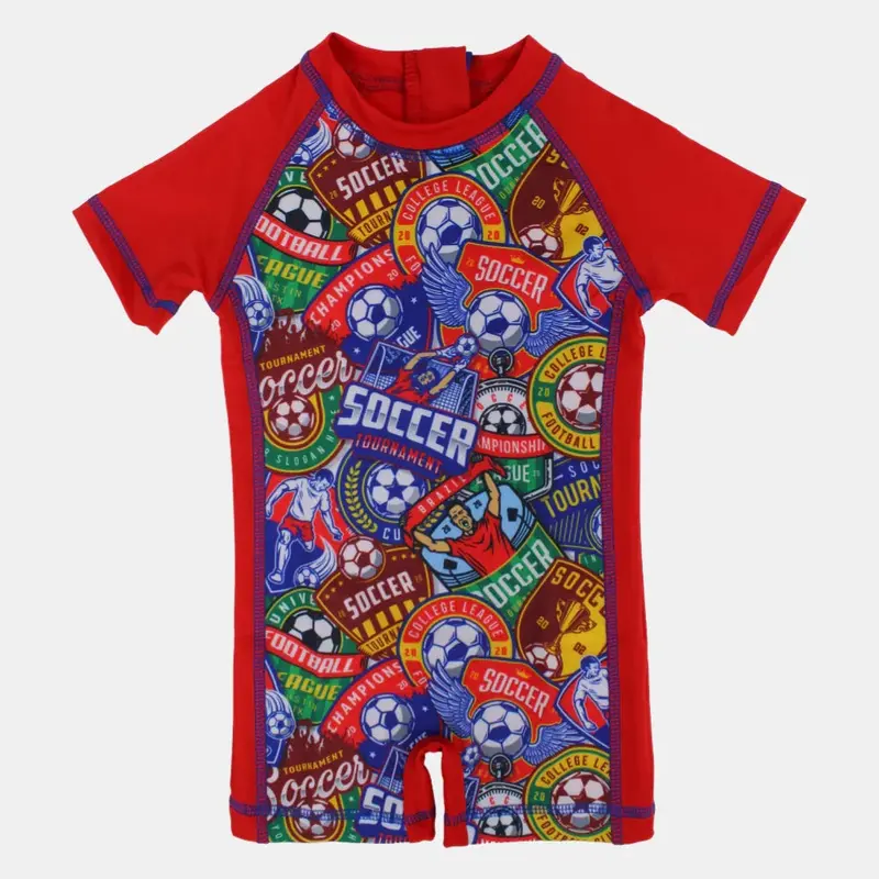 Boys Swimsuit Overall  Soccer Theme